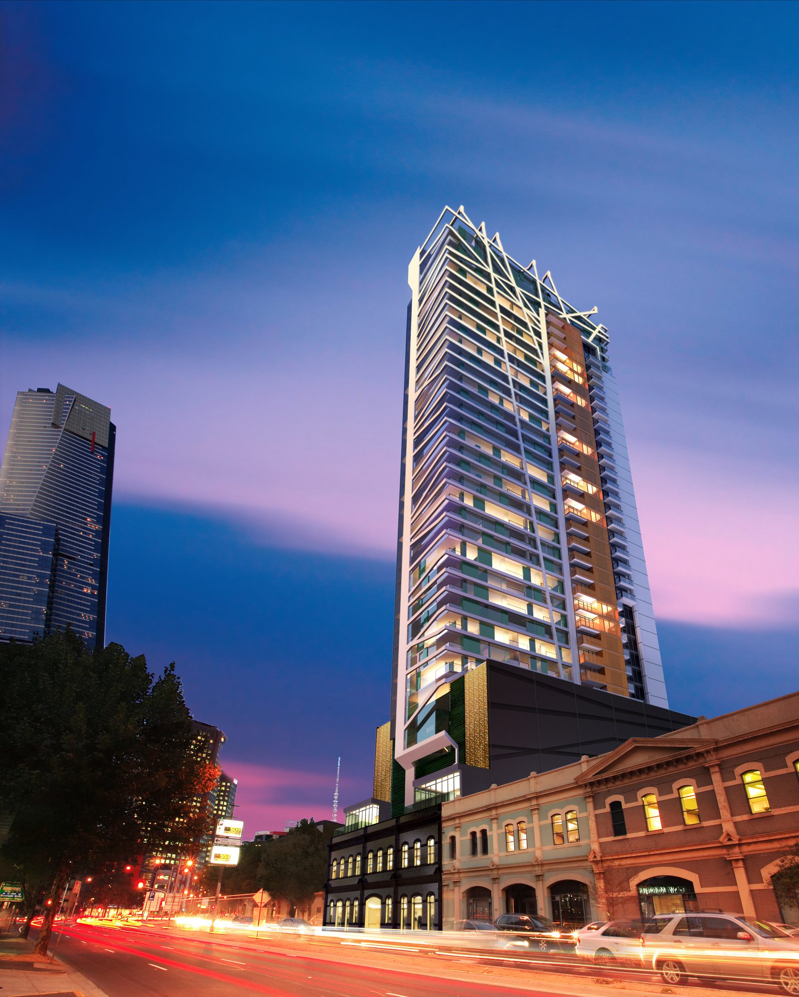 WRAP Residences, Southbank, VIC — hero renders 133 city rd night final high res